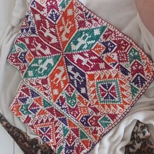 Quechquemitl Cape Mexico, hand sewn,  hand embroidered